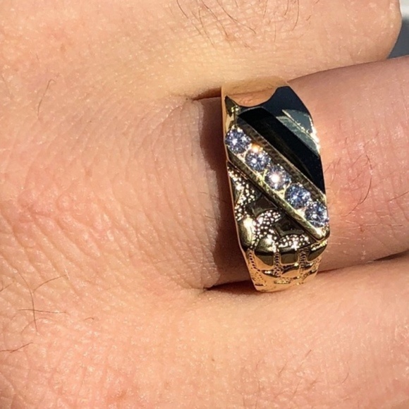 Men's 14k Gold Over Solid 925 Silver Nugget Ring - Picture 4 of 13